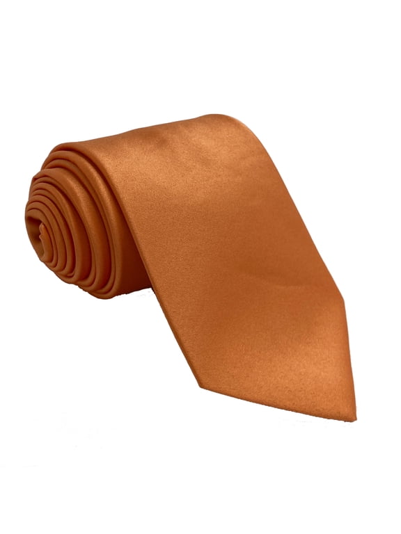 Men’s Orange Formal Satin Self-Tie Necktie in a Variety of Colors by Spencer J’s Signature Satin Collection