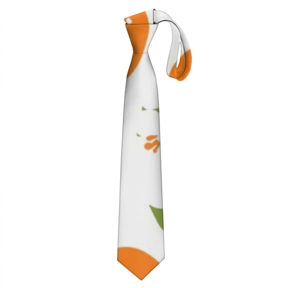 Men's Orange Fruit Print Satin Necktie - Fresh Summer Cute Sweet Pattern Formal Tie for Groom, Wedding & Business - Wrinkle-Resistant Classic Tie with Aesthetic Painting Design