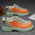 thumbnail image 1 of Men's Orange Green Color Block Platform Casual Shoes, Thick Sole Lace Up Fashion Sneakers, Non-Slip Work Shoes for Daily Wear, 1 of 9
