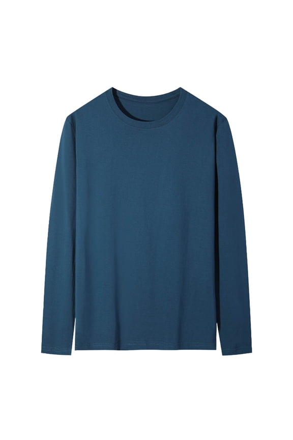 Men's Organic Cotton Long Sleeve Crew Thermal Base Layer Essential Hypoallergenic Tagless Comfort Year-Round Layering Piece Double-Stitched Durability Eco-Technical Fabric