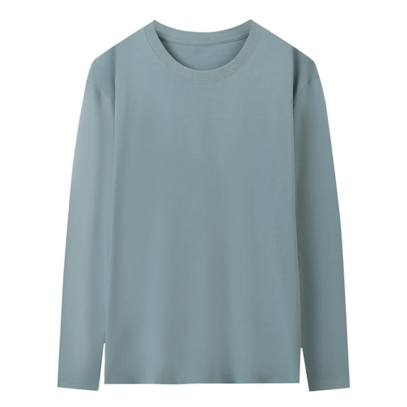 Men's Organic Cotton Long Sleeve Crew Thermal Base Layer Essential Hypoallergenic Tagless Comfort Year-Round Layering Piece Double-Stitched Durability Eco-Technical Fabric