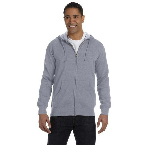 Men's Organic/Recycled Heathered Full-Zip Hooded Sweatshirt - ATHLETIC GREY - 2XL