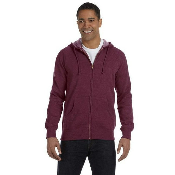 Men's Organic/Recycled Heathered Full-Zip Hooded Sweatshirt - BERRY - 2XL
