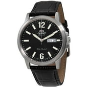 Men's Orient Automatic Day-Date Black Leather Watch RA-AA0C04B19B