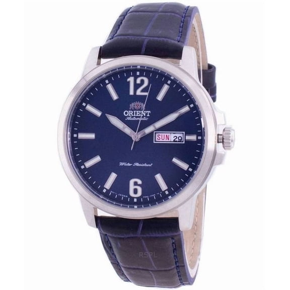 Men's Orient Automatic Day-Date Blue Leather Watch RA-AA0C05L19B