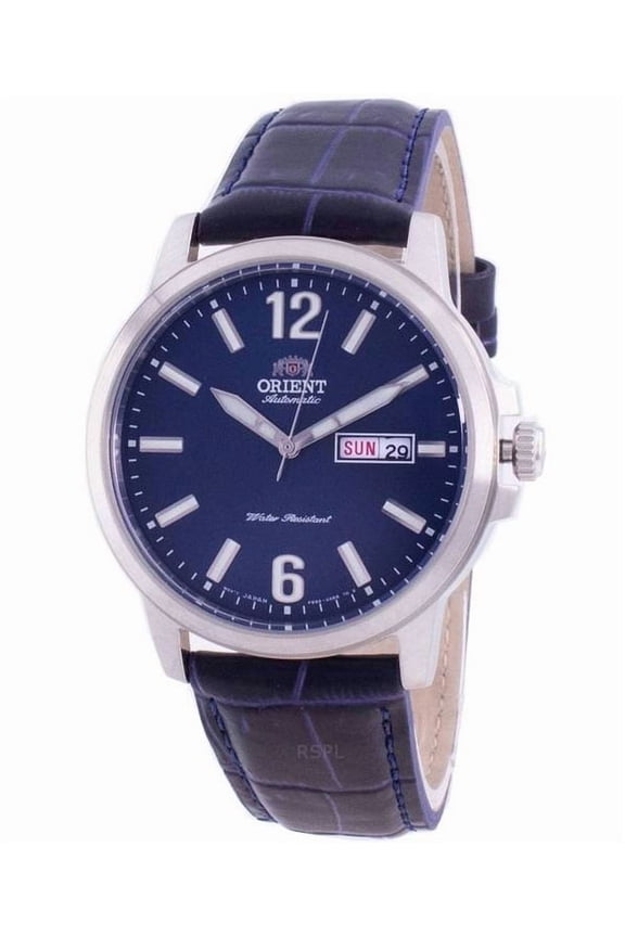 Men's Orient Automatic Day-Date Blue Leather Watch RA-AA0C05L19B