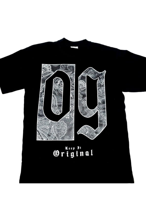 Men's Original Gangster T-Shirt - OG Urban Streetwear, Black Cotton Tee with White "OG" Graphic, Casual Round Neck, Machine Washable - Ideal for Everyday & Outdoor Activities
