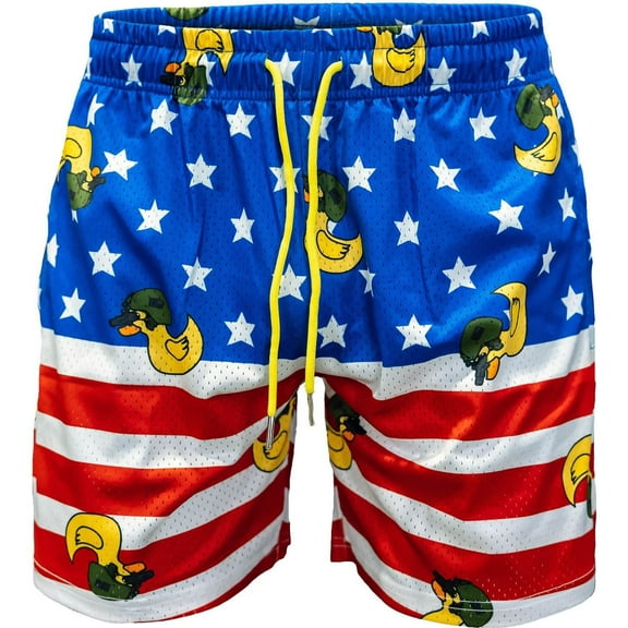 Combat Iron Men’s Mesh Lifestyle Shorts – 5" Inseam, Breathable with Pockets, Tactiduck USA Edition