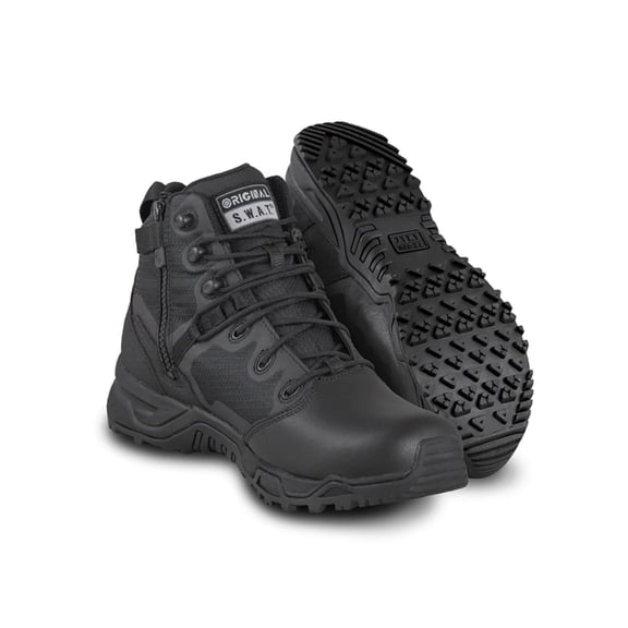 ORIGINAL SWAT Men's Alpha Fury 6" Polishable Toe Side-Zip Waterproof Boots, Color: Black, Size: 7.5, Width: Regular (176501-R-075)