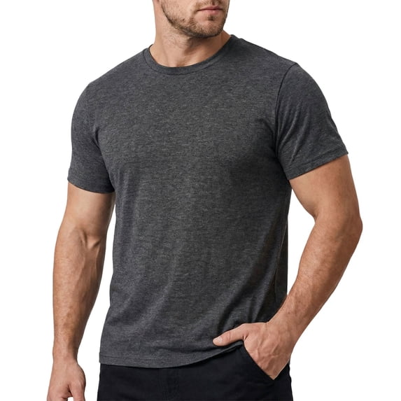 Men's Originals Lightweight T-Shirt,Tri-Blend Tee, Men's Short Sleeve T Shirts Soft Crew Neck Basic Tee Casual Summer Tops Regular Fit Daily Wear Dark Gray 2XL