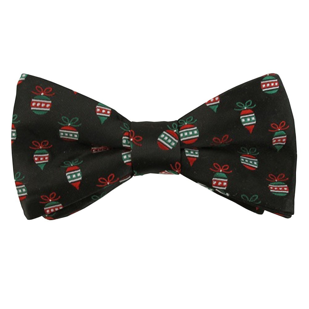 Mens Ornaments Merry Christmas Pre Tied Banded Bow Tie Black