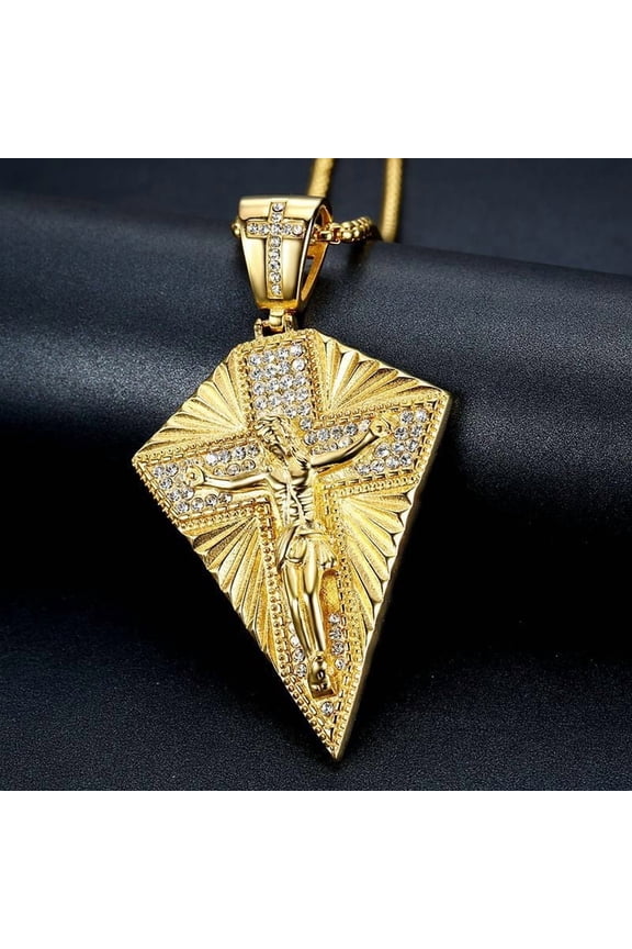 Men's Orthodox Crucifix Jesus Christ 14K Gold Filled Pendant Necklace, Religious Jewelry Confirmation Gift