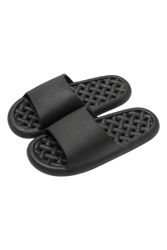 Men's Orthopedic Cloud Slides Flate Sole Non Slip Mules Massage Slippers for Bath Shower and Outdoor Casual Wear(Black,Size 8)