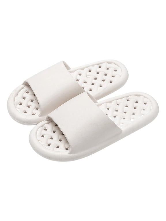 Men's Orthopedic Cloud Slides Flate Sole Non Slip Mules Massage Slippers for Bath Shower and Outdoor Casual Wear(White,Size 8)
