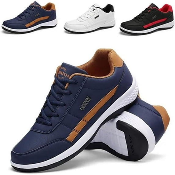 Men's Orthopedic Comfort Leather Sneaker Mens Casual Shoes, Leather Sneakers for Men
