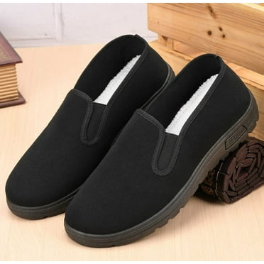 Men’s Orthopedic Loafers Round Toe Comfortable Slip-on Work Shoes Stretchy Walking Orthotic Shoes with Arch Support