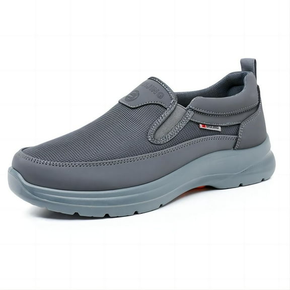 Men's Orthopedic Slip-On Sneakers Lightweight Comfortable Breathable Extra Wide Toe Loafers Outdoor Non-slip Walking Shoes Gray 10 US