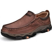 Mens Orthopedic Walking Shoes Genuine Leather Slip On Loafers Arch Support Lightweight Comfortable Casual Sneakers