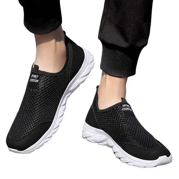 Men's Orthopedic Walking Shoes Mesh Loafers Wide Toe Box Arch Support Tennis Slip on Comfortable Running Sneakers White Size 8.5