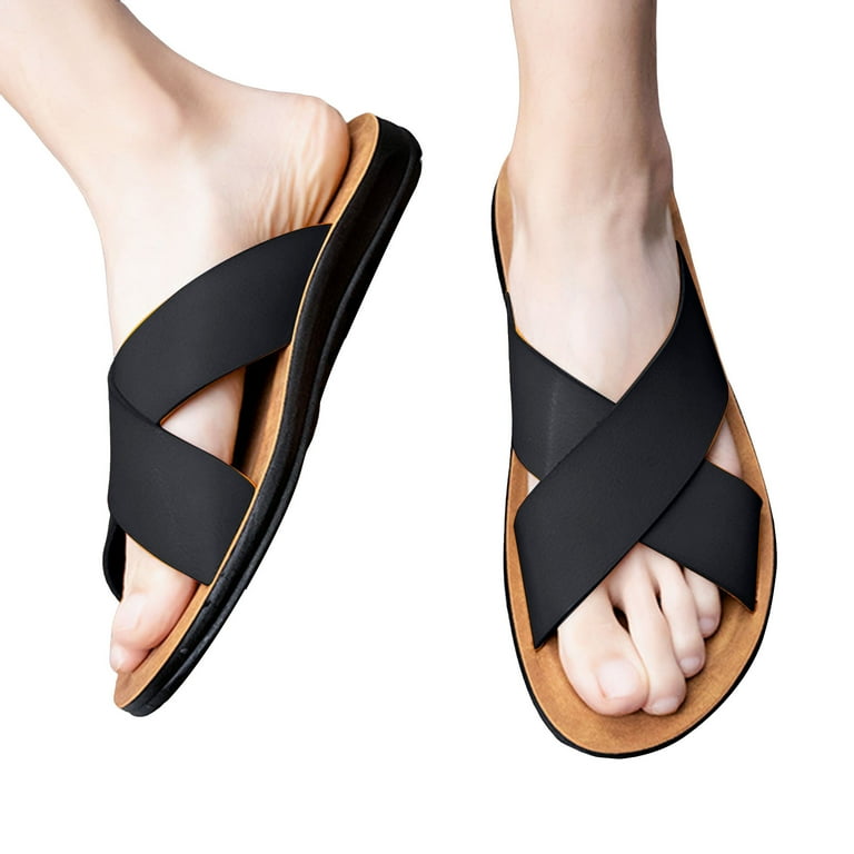 Men's Orthotic Slides Sandals Open Toe Arch Support Hollow Slip On