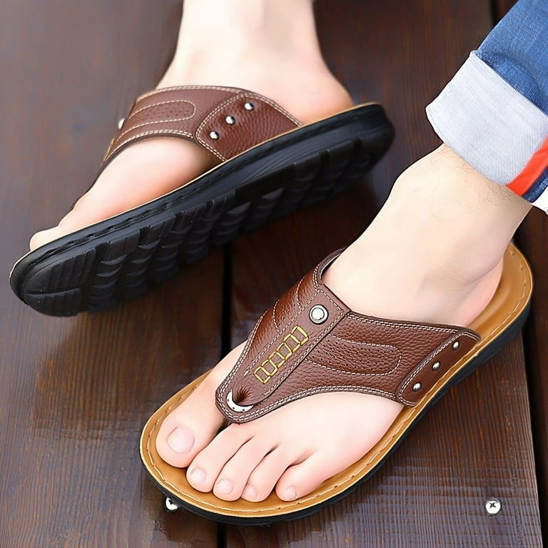 Men's Solid Colour Comfy Non Slip Sandals, Durable Soft Sole EVA