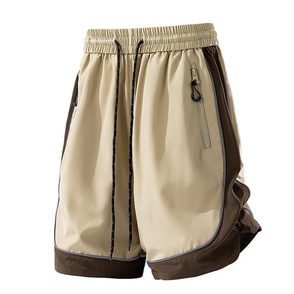 Men's Outdoor Beach Shorts Quick Dry Lightweight Baggy Cargo Shorts with Zipper Pockets Big and Tall Size M-3XL Khaki
