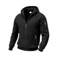 thumbnail image 1 of Men's Outdoor Cargo Full Zip Hoodie Jackets Drawstring Zipper Pockets Fleeced Casual Sweatshirt Black 2XL, 1 of 8