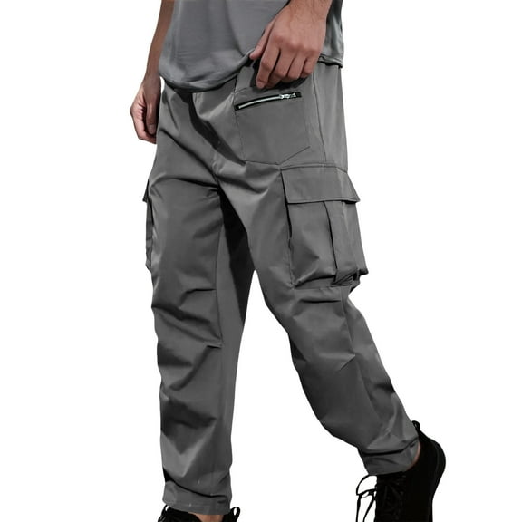 Men's Outdoor Cargo Pants Elastic Waist Drawstring Utility Design Casual Sports Comfortable Lightweight Durable Stretchable Breathable Quick-Dry Men's Khaki Pants Travel Stretch