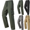 thumbnail image 1 of Men's Outdoor Cargo Pants Lightweight Quick Dry Utility Pants Loose Fit Straight Leg Elastic Waist with Zipper Pockets for Work Hiking, Army Green, XXL, 1 of 5