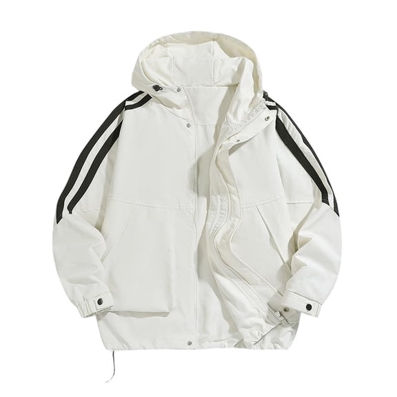 Men's Outdoor Casual Sports Hooded Tactical Jacket, American Loose Windproof Style, Beige, Size M