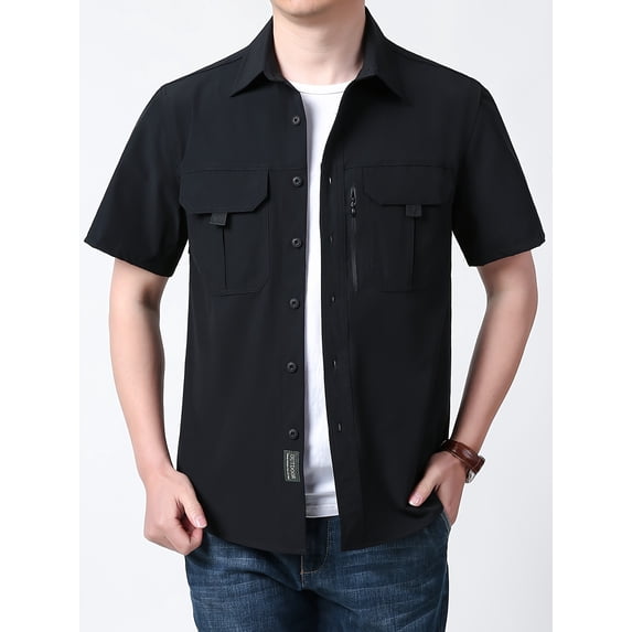 Fredd Marshall Men's Quick-Dry Short Sleeve Hiking Shirt with Pockets