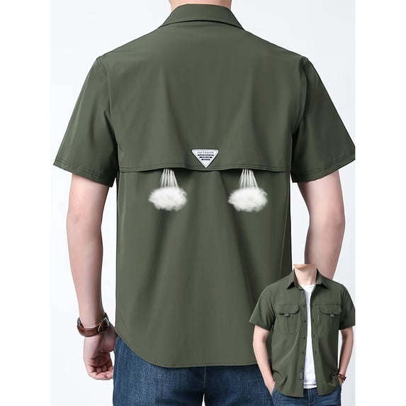 Fredd Marshall Men's Quick-Dry Short Sleeve Hiking Shirt with Pockets
