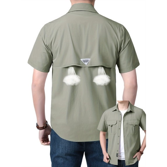 Fredd Marshall Men's Quick-Dry Short Sleeve Hiking Shirt with Pockets