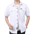 thumbnail image 1 of Fredd Marshall Men's 100% Cotton Short Sleeve Hiking Shirt with Pockets, 1 of 4