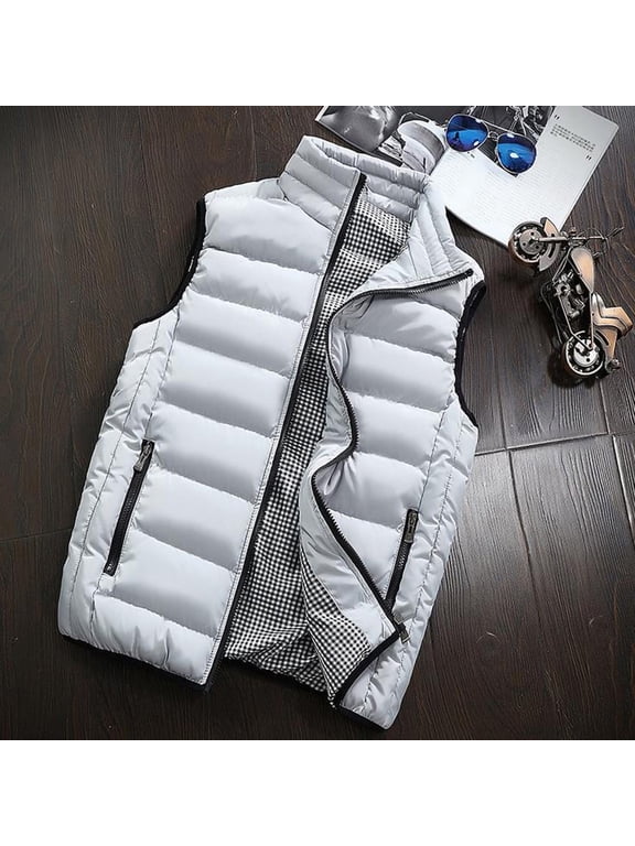 Men's Outdoor Casual Stand Collar Vest Padded Jacket Coat Vest,Men Puffer Vest Jacket,Men's Puffer Vests Clearance,Puffer Vests for Men