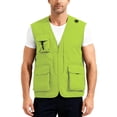 thumbnail image 1 of Men's Outdoor Fishing Utility Vest Lightweight Sleeveless Cargo Jacket Multi-Pocket Waistcoat for Hiking Hunting Fluorescent Green Size XXL, 1 of 4