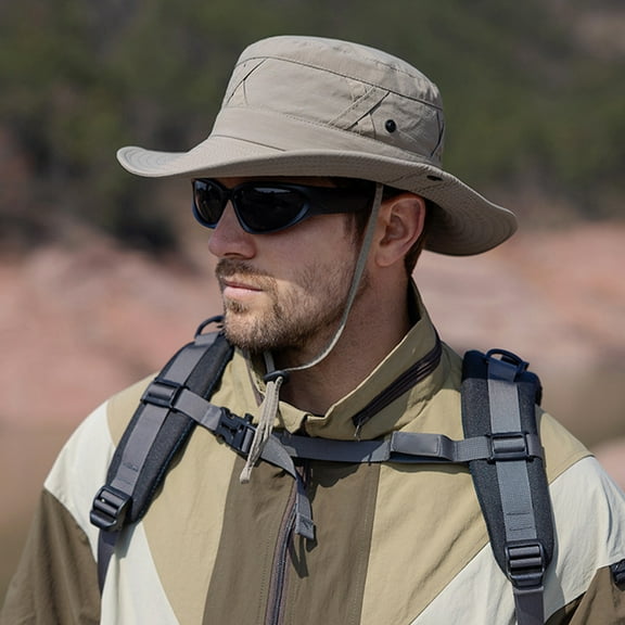 Men's Outdoor Hat Mountaineering Fishing Shade Sun Hat Sun Hat Breathable Fisherman's Hat(Beige)