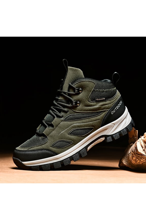 Men's Outdoor Hiking Boots Lightweight Tactical Trekking Shoes with Arch Support, Non-Slip Sole, Breathable High Top Design for Hunting, Climbing and Off-Road Adventure