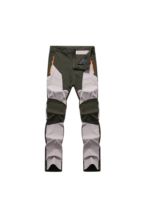 Men's Outdoor Hiking Pants, Stretchable Windproof Water-Resistant Wear-Resistant Breathable Quick-Dry Stitched Trousers for Climbing, Trekking and Adventure,Dark Green,L