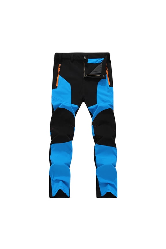 Men's Outdoor Hiking Pants, Stretchable Windproof Water-Resistant Wear-Resistant Breathable Quick-Dry Stitched Trousers for Climbing, Trekking and Adventure,Royal Blue,L