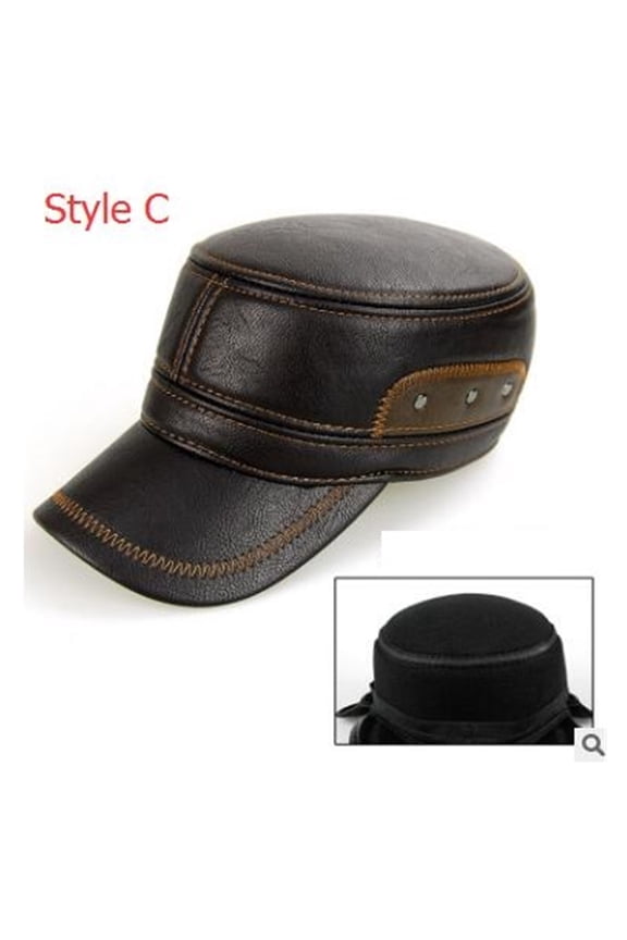 Men's Outdoor Leisure Cap Adult Genuine Leather Hat Male Winter Ear Protection Flat Peaked Cap Youth Leisure Baseball Cap ,Durable Quality
