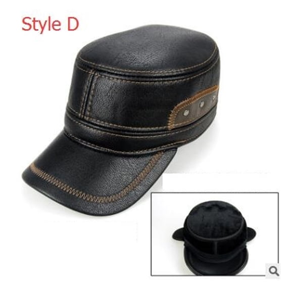 Men's Outdoor Leisure Cap Adult Genuine Leather Hat Male Winter Ear Protection Flat Peaked Cap Youth Leisure Baseball Cap ,Durable Quality