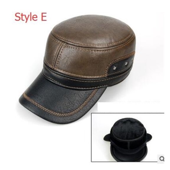 Men's Outdoor Leisure Cap Adult Genuine Leather Hat Male Winter Ear Protection Flat Peaked Cap Youth Leisure Baseball Cap ,Durable Quality
