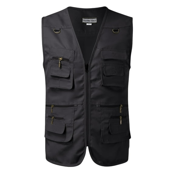Men's Outdoor Multi-Pocket Fishing Vest - Polyester Mountaineering Photography Gear, Solid Color - XL-XXXXXL for Spring/Summer Adventures