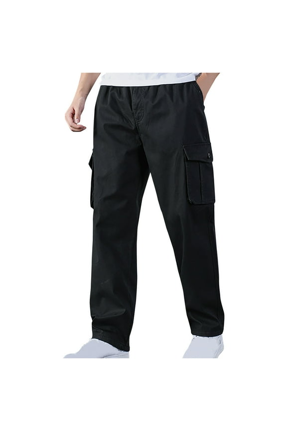 Men's Outdoor Overalls Lightweight Tactical Pants Wool Straight Pencil Pants Cotton Pants Classic Fit Multi-Pockets