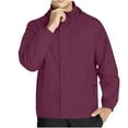 thumbnail image 1 of Men's Outdoor Rain Jackets with Hooded Solid Color Waterproof Climbing Hiking Sports Raincoat with Pockets for Travel Wine M, 1 of 9
