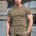 thumbnail image 1 of WHLBF Men's Outdoor Shirt Pocket Solid Color Summer Breathable Round Neck Short Sleeve T-Shirt Khaki S, 1 of 6