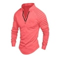 thumbnail image 1 of Men's Outdoor Shirts Stand Collar Long Sleeve Zip Shirts Muscle Fit Quick-Dry Stretch Tops Casual Sports Gym T-Shirt, 1 of 2