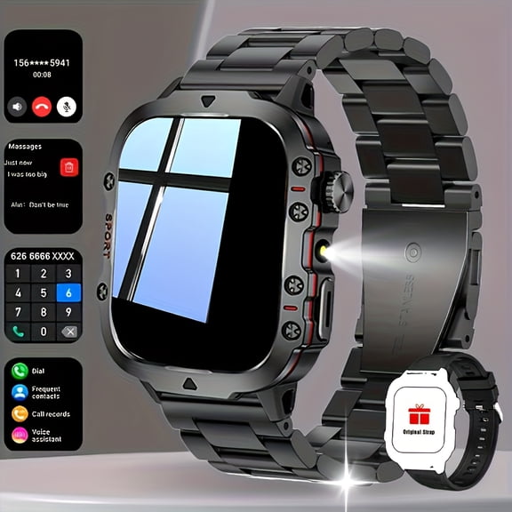Men's Outdoor Smart Watch 1.81" HD Touchscreen, Wireless Calling, USB Charging, Multiple Sports Modes, Compatible with Android iPhone, Holiday Gift Black