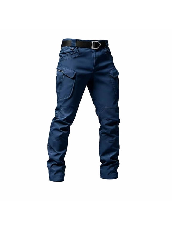Men's Outdoor Softshell Cargo Pants Fleece Lined Waterproof Windproof Multi Pocket Work Hiking Tactical Trousers for Winter Fall Spring